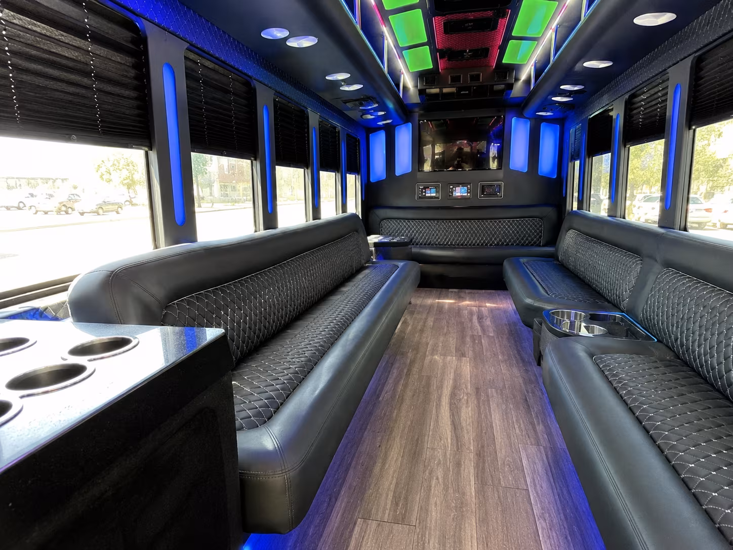 montebello 15 passenger party bus inside