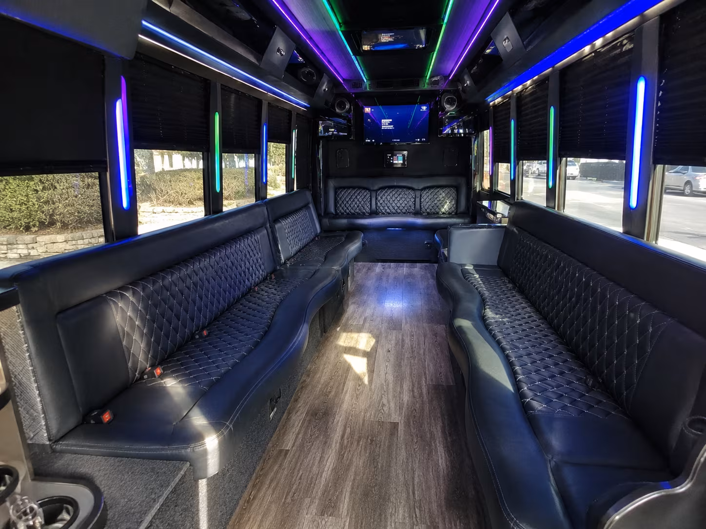 montebello 15 passenger party bus interior
