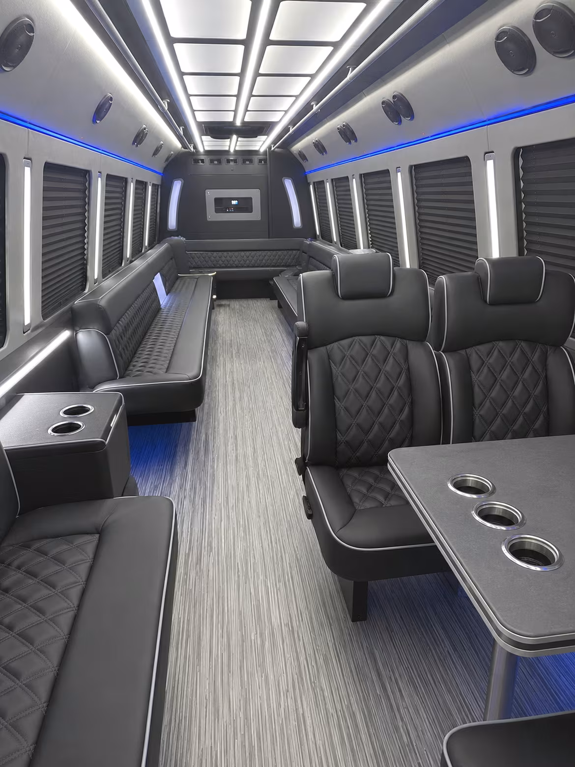 montebello 25 passenger party bus inside