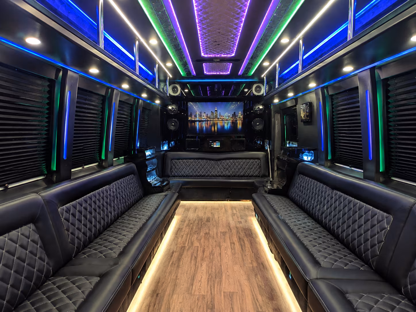 montebello 25 passenger party bus interior