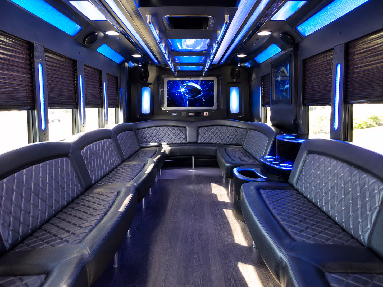 montebello 28 passenger party bus inside
