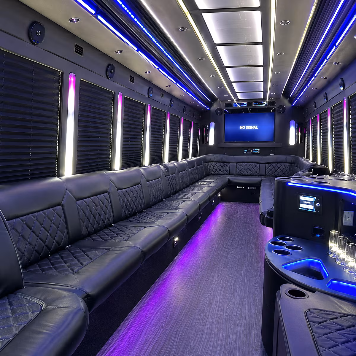 montebello 30 passenger party bus inside