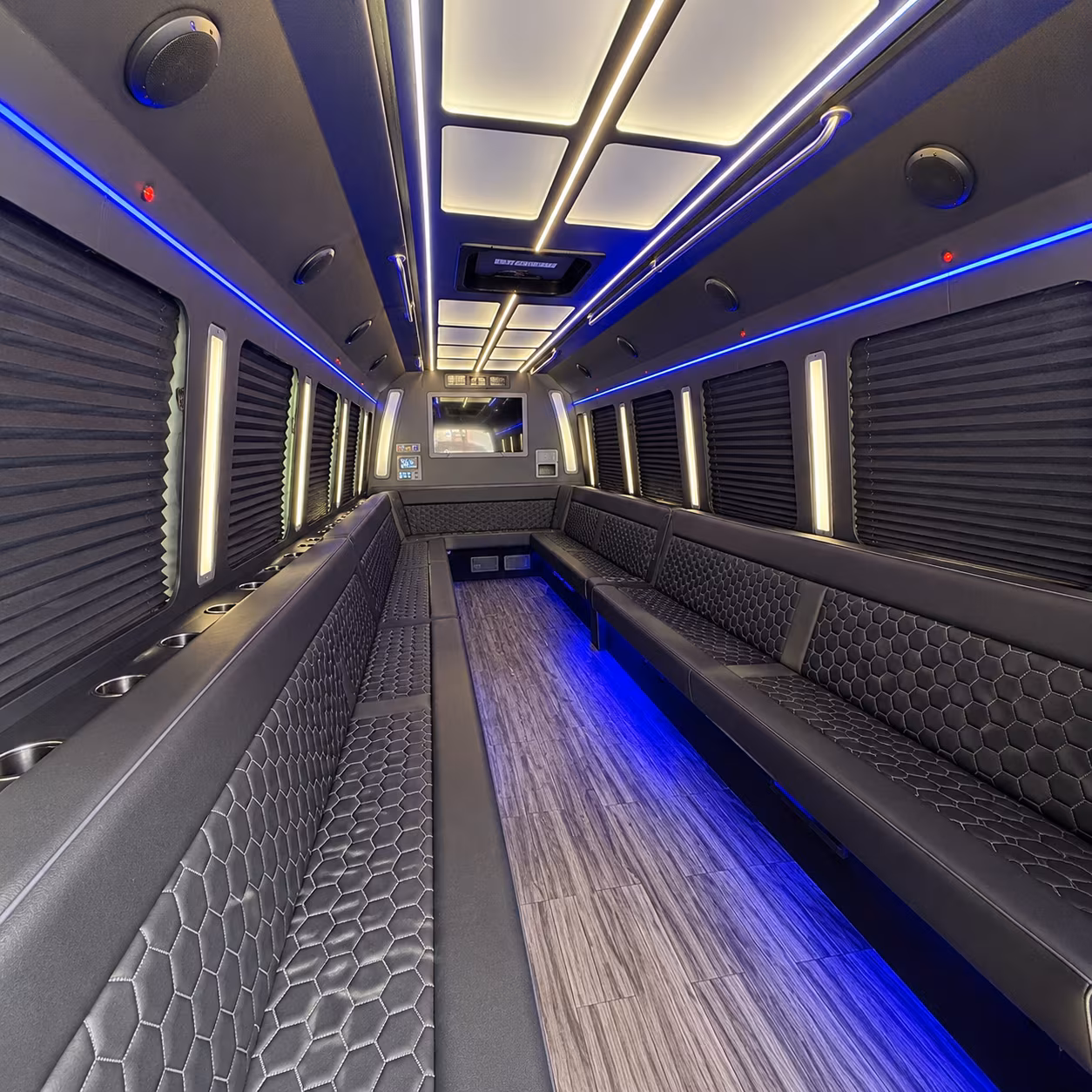 montebello 30 passenger party bus interior