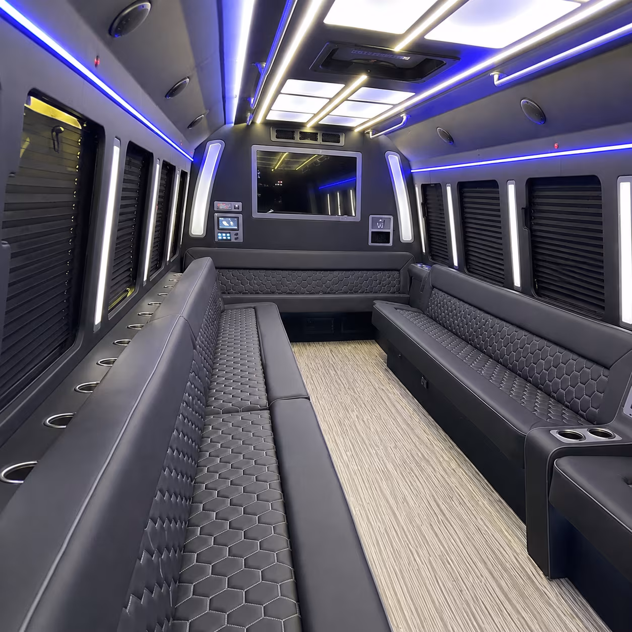 montebello 40 passenger party bus inside