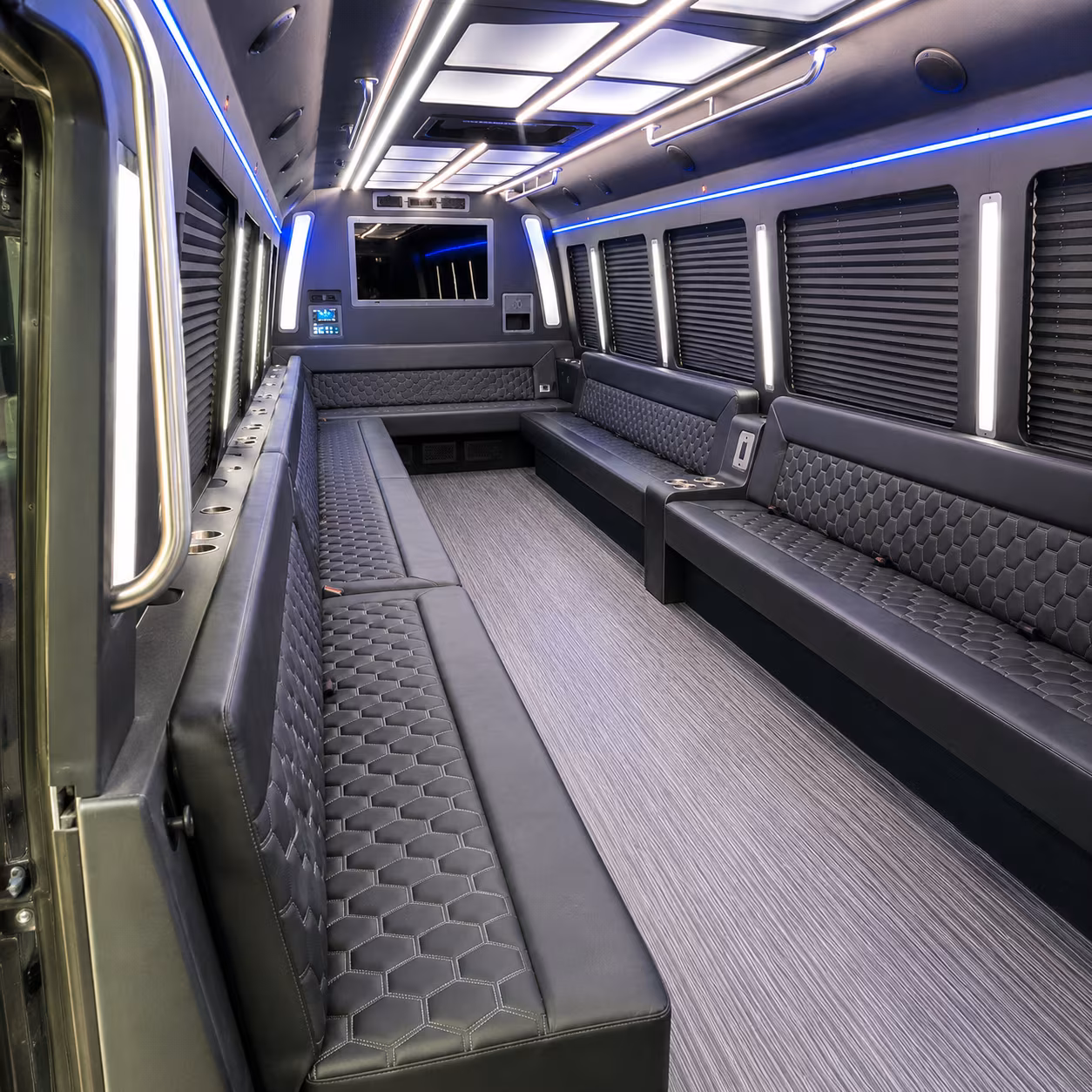 montebello 40 passenger party bus interior