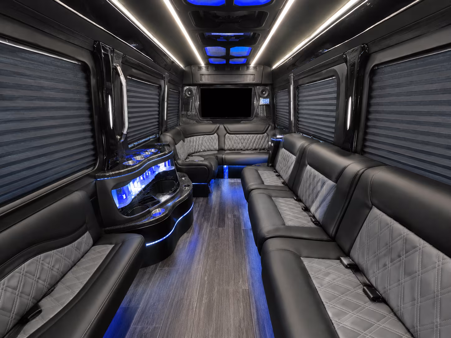 montebello 50 passenger party bus inside