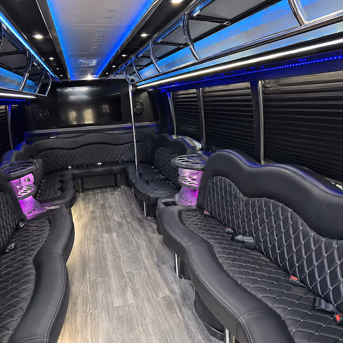 montebello party bus rental interior